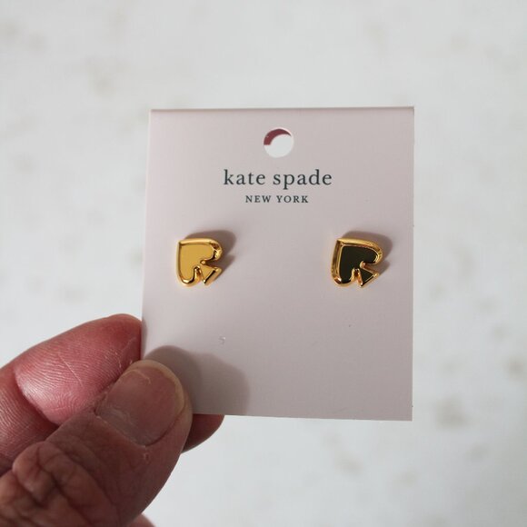 Kate Spade Everyday Spade Gold Stud Earrings - NEW NWT - Picture 1 of 3